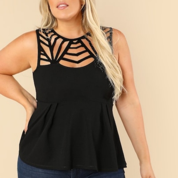 Cosmic Turtle Tops - 1 left Cage Chest Peplum dressy tank Top